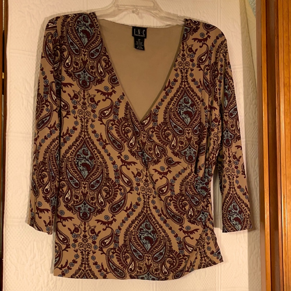 Inc Paisley print cross body blouse.